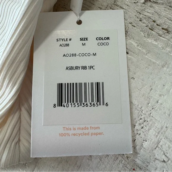 Andie Swim the Asbury Rib One Piece Swimsuit‎ NWT size Medium in Coco High Neck - Picture 4 of 9